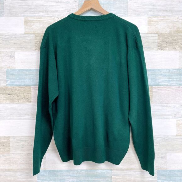 POLO Ralph Lauren Pure Cashmere Sweater Dark Green Golf Shield Logo VTG Mens XL - Picture 4 of 6